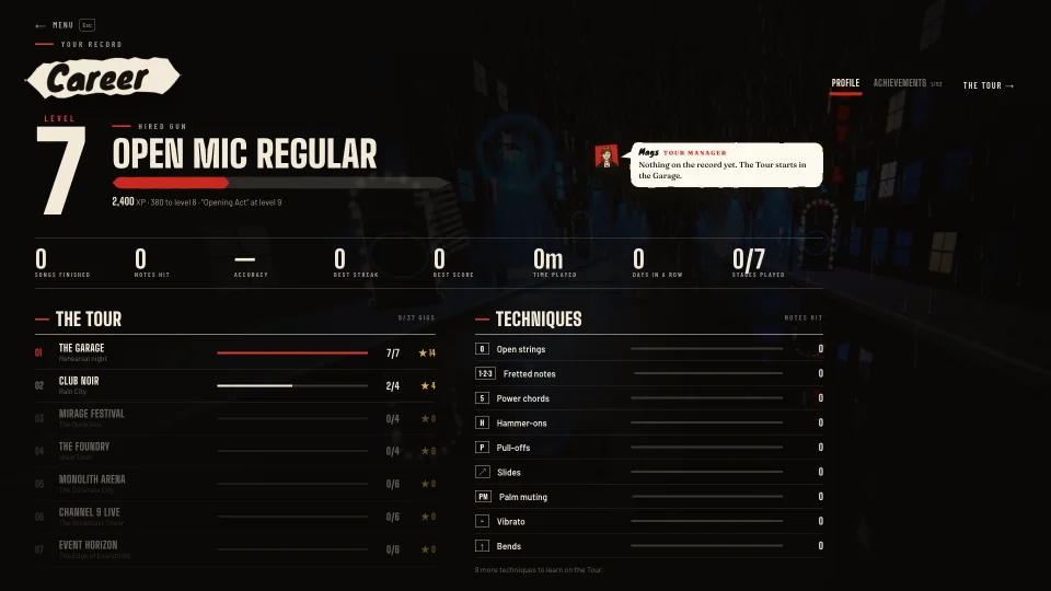 Melodic’s career page: level 7, Open Mic Regular