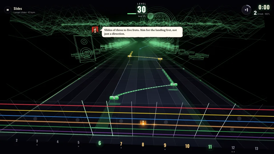 The Slides drill in Melodic at level 30: longer slides