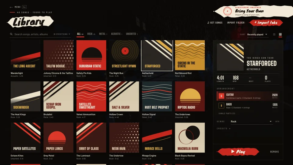 Melodic’s song library: a wall of covers, one for every song