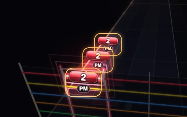 Palm muting on Melodic’s note highway